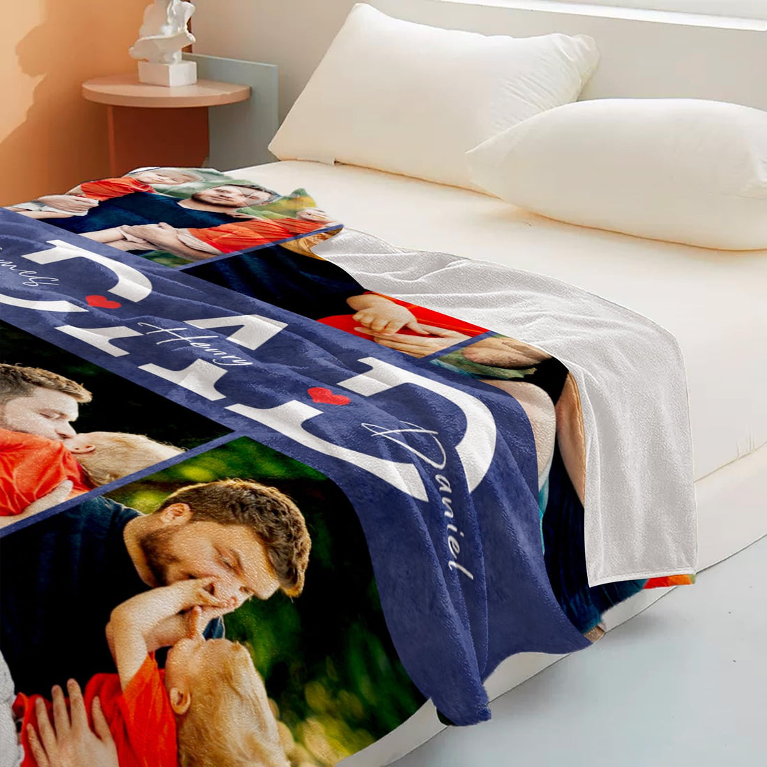 EOBIBIFUN Custom Dad Blanket with Photo -- 6 Photo