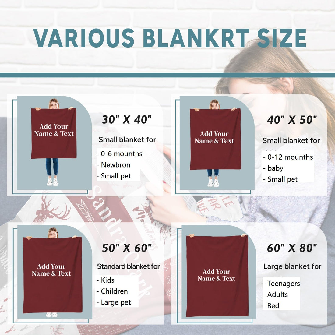 EOBIBIFUN Personalized Baby Blanket with Name, 6 Colors 6 Sizes Custom Baby Blankets for Boys Girls, Custom Red Bed Throw Blanket for Newborn Toddlers Kids, Personalized Baby Girl Boy Gifts