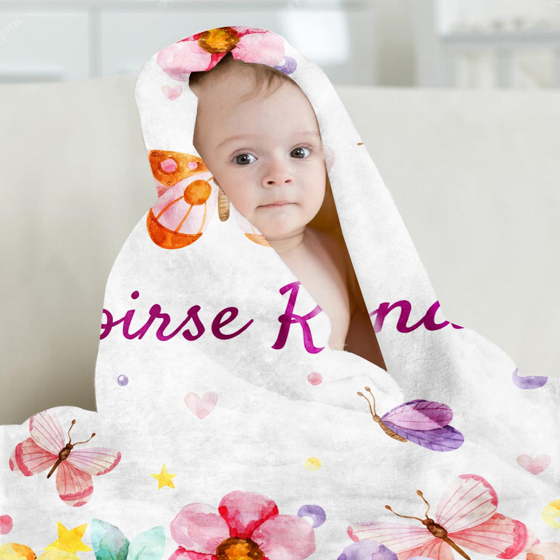 EOBIBIFUN Personalized Baby Blanket，Custom Baby Blanket with Name, Customized Baby Name Blanket, Customize Baby Blanket for Baby Girl or Boy, Best Gift for Baby, Newborn, 24-Hour Shipping (Style 23)