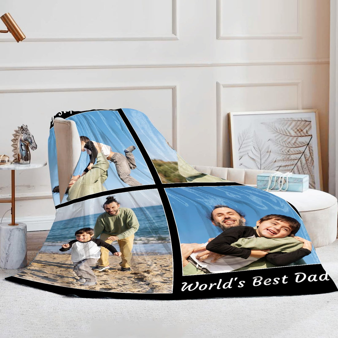 EOBIBIFUN Custom Blankets with Photo--4 Photo With Text