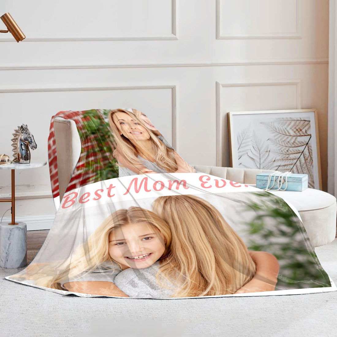 EOBIBIFUN Custom Blankets with Photo--2 Photo With Text