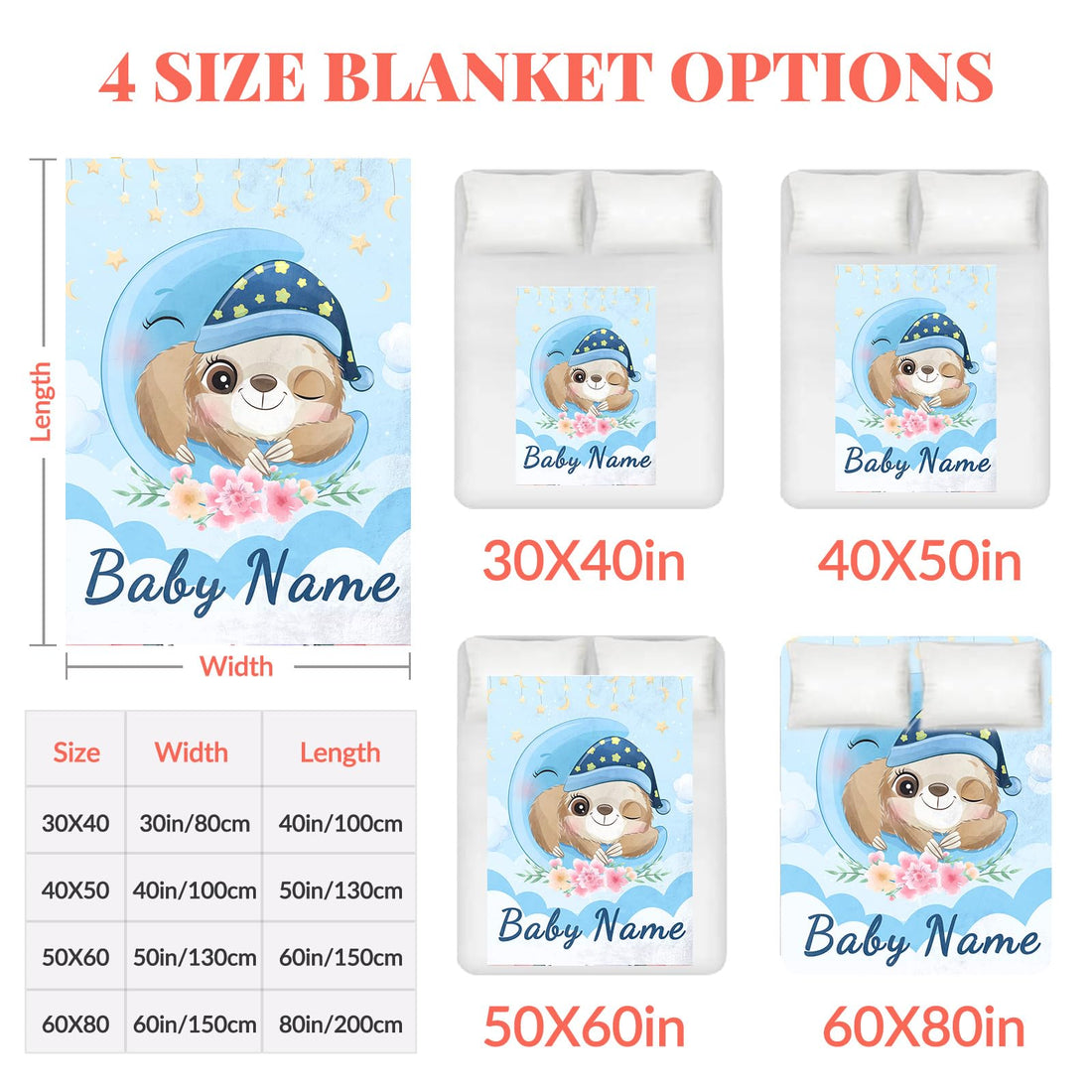 EOBIBIFUN Customized Baby Blanket for Girls, Custom Baby Blankets for Girls with Name, Personalized Baby Gifts,24-Hour Shipping