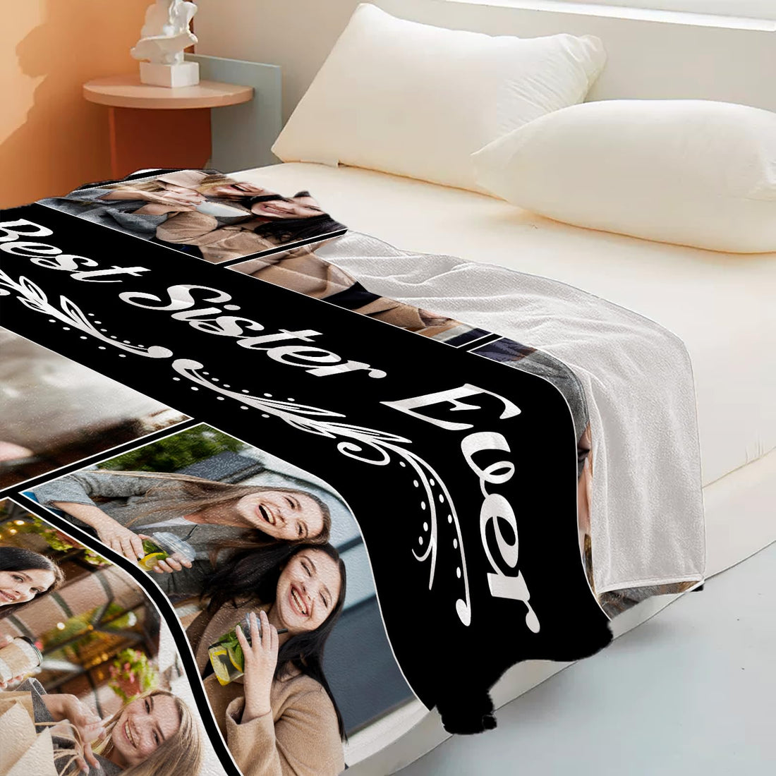 EOBIBIFUN Custom Sister Blanket with Photo---6 Photo