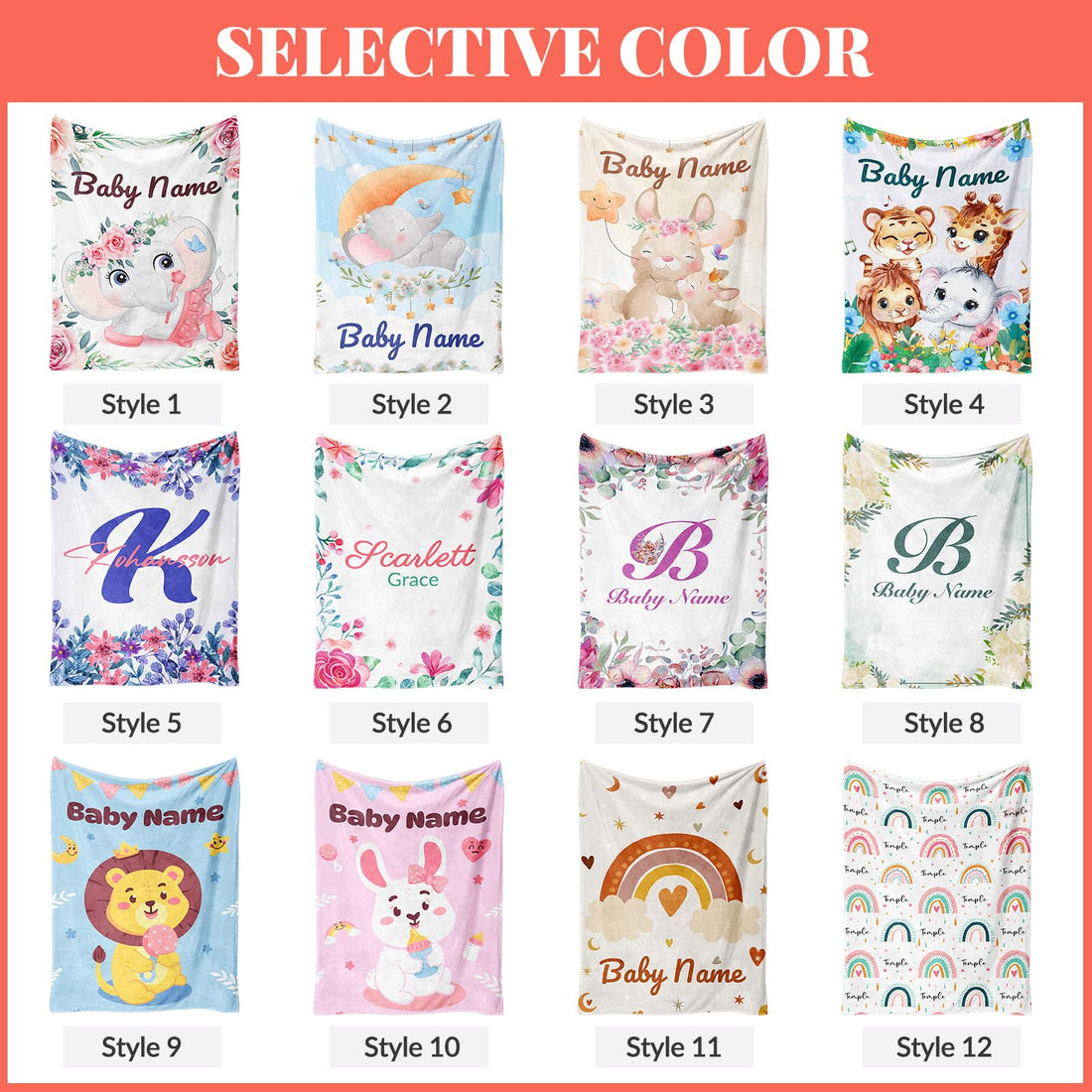 Personalized Baby Blanket for Girls Boys---12 style