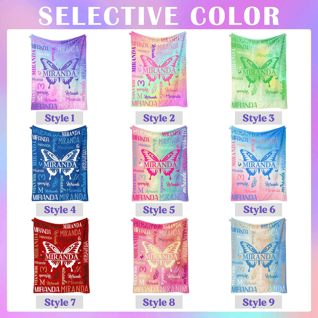 Custom Name Blanket for Adults Kids- 9 Colors 7 Sizes