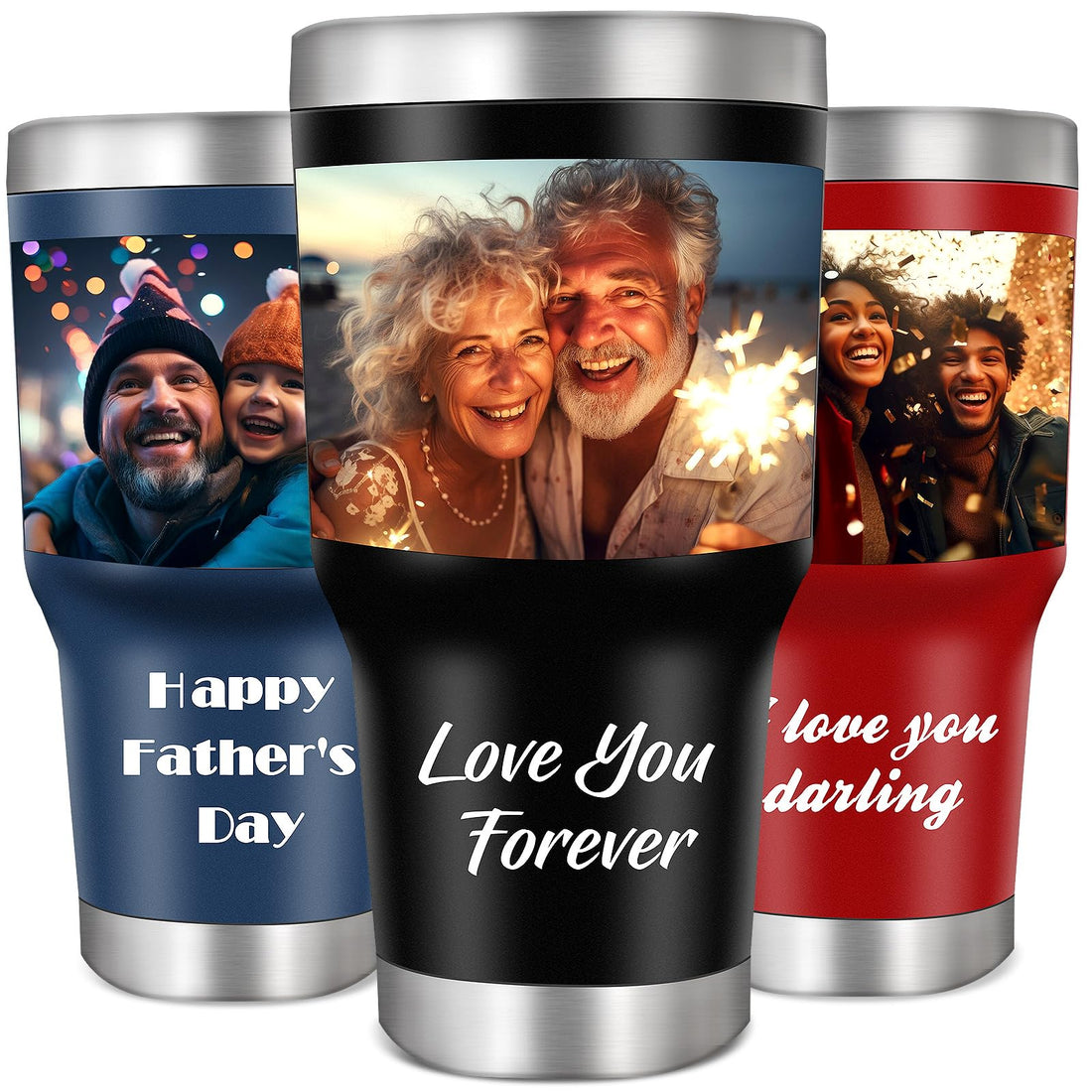Personalized Tumbler with Picture Text, Custom Travel Coffee Tumbler with Lid Insulated 30 Oz Stainless Steel,Personalized Gifts for Girls Women, Men for Anniversary