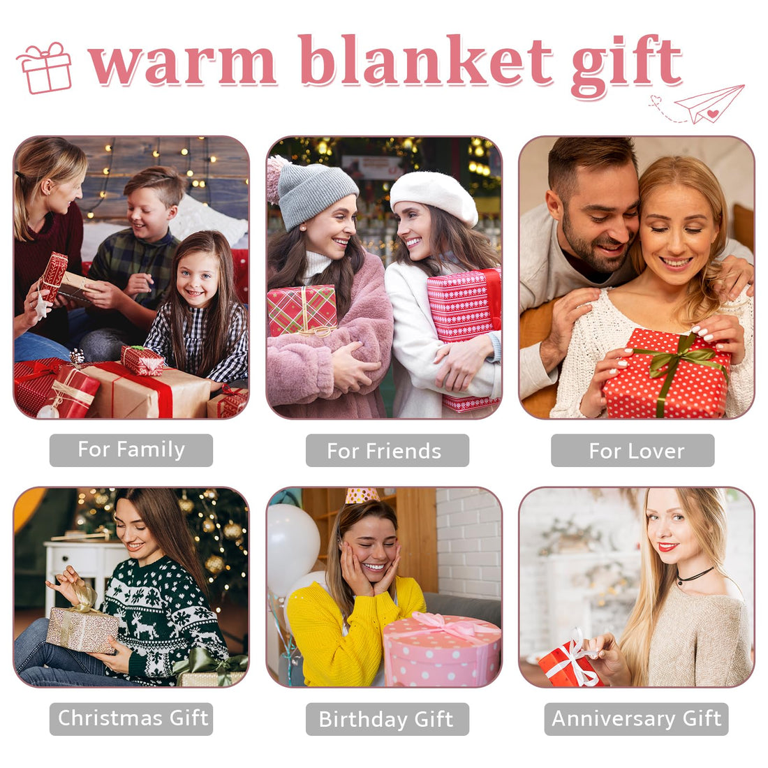 Personalized Photo Blanket --- 6 Photos