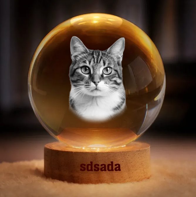 Custom Photo Crystal Globe Lamp -  Pet Memorial Sympathy Gifts For Dogs, Cats